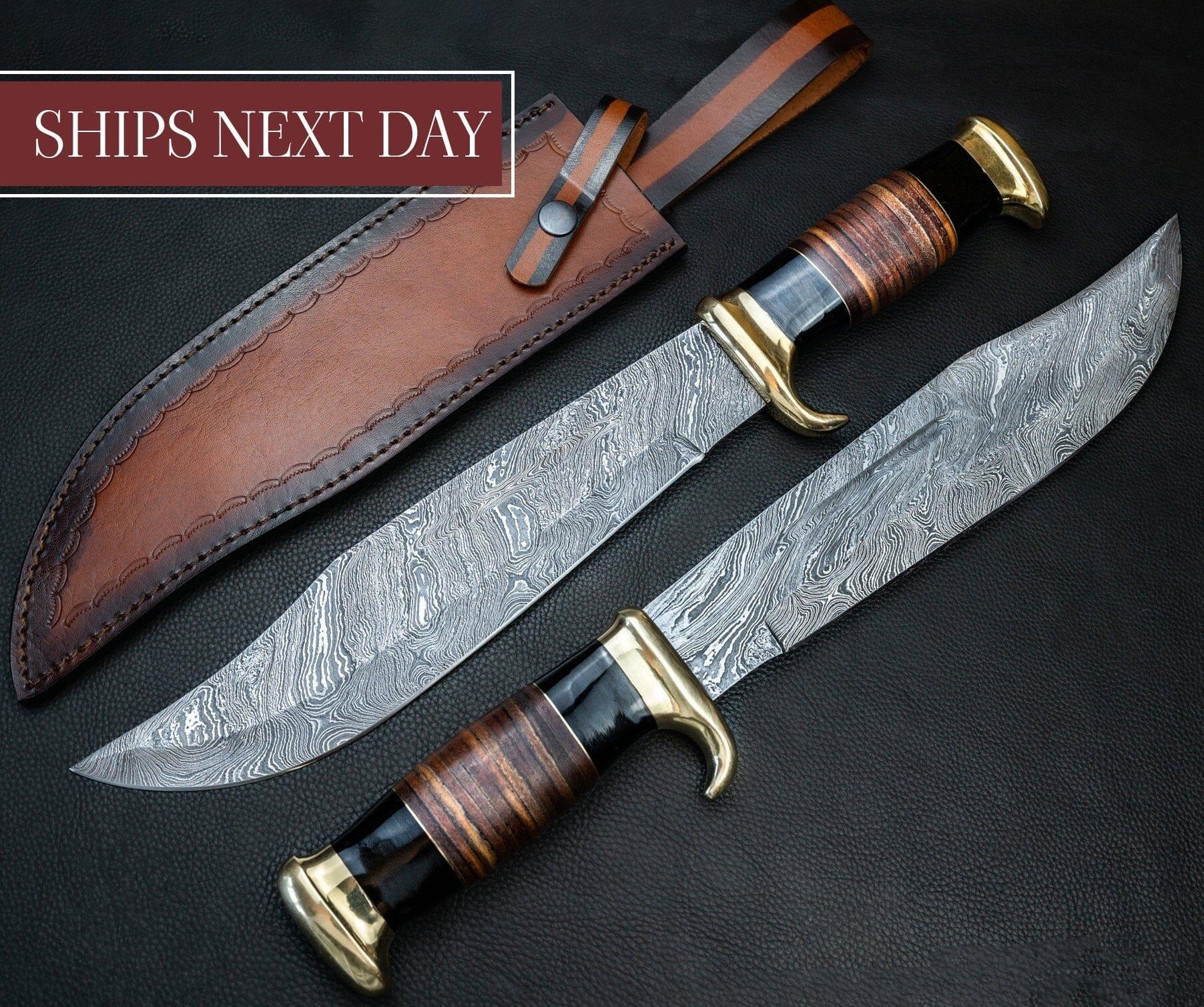 16 Massive Damascus Bowie Hunting Knife – MORF STEEL