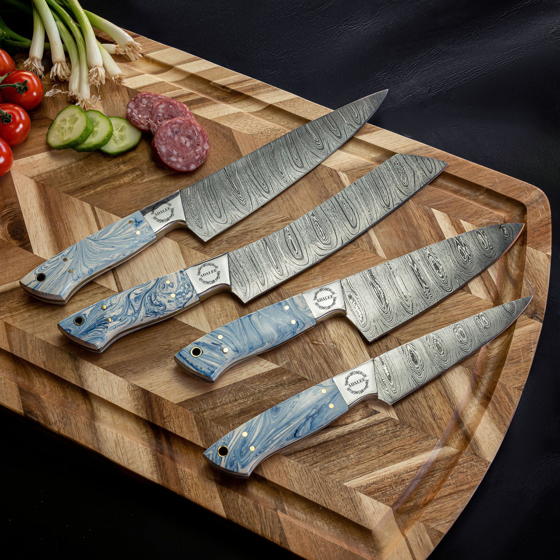 Kitchen Knife, Damascus Kitchen Knife Custom Damascus Steel Chef