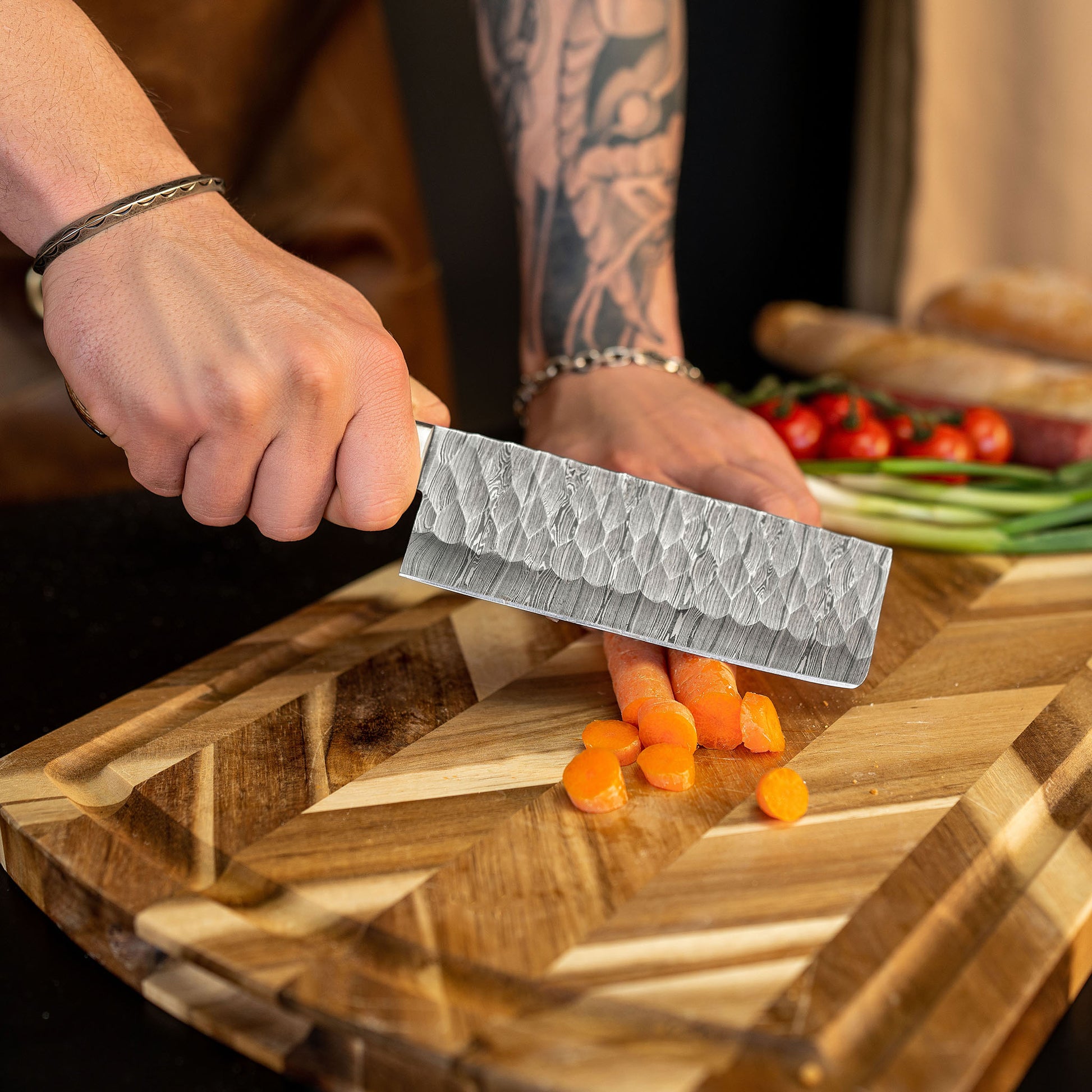 Professional Kitchen Knives Custom Made Damascus Steel 5 pcs of Utilit –  Mountainforge