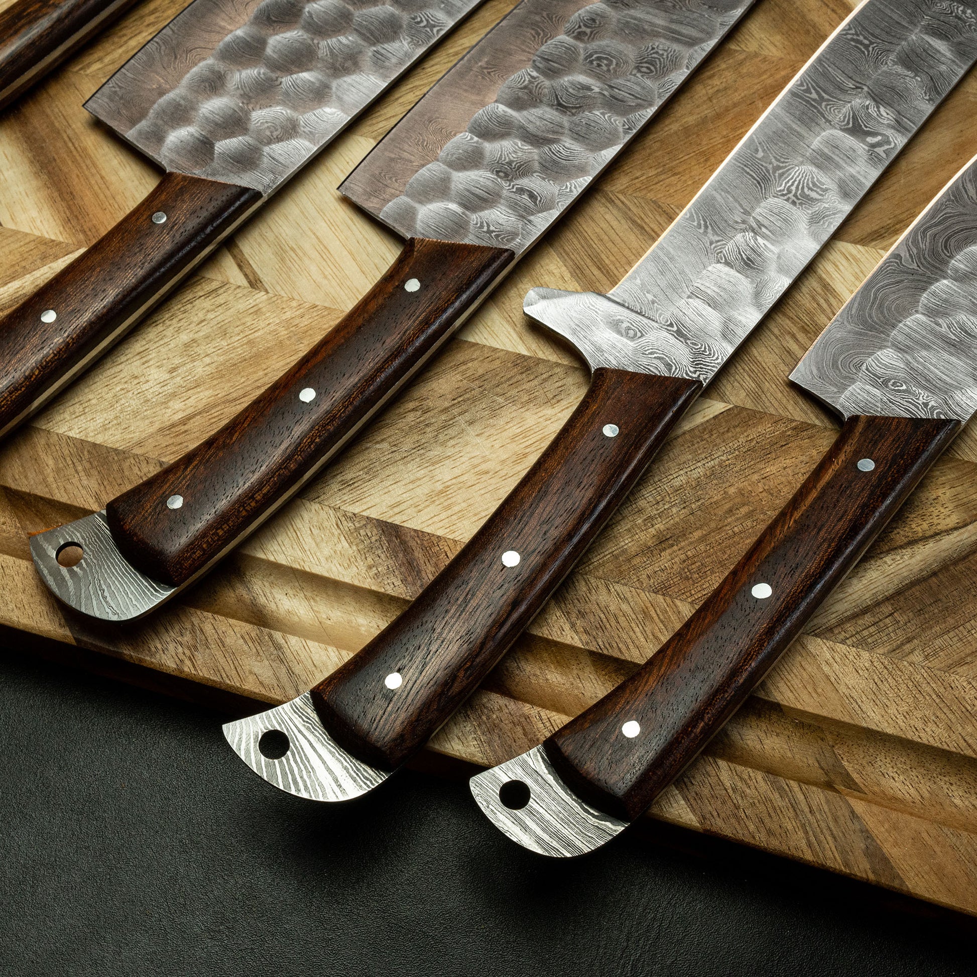 Damascus Steel Kitchen Knife Set, Stainless Steel Kitchen Knives
