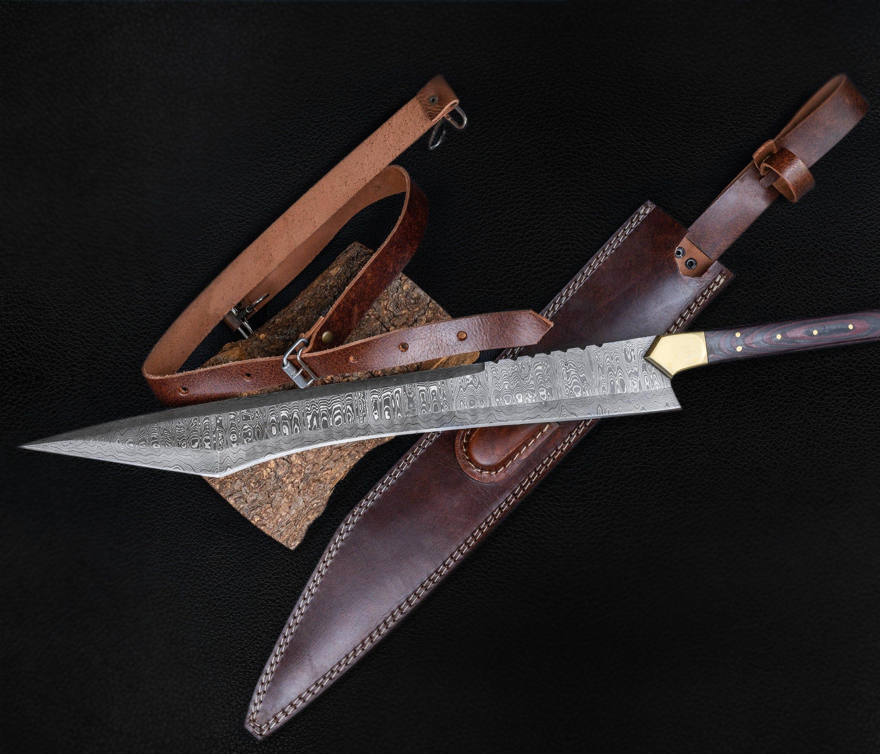 Handmade offers Damascus Steel Sword with Brass and Micarta Handle Ready Battle Sword